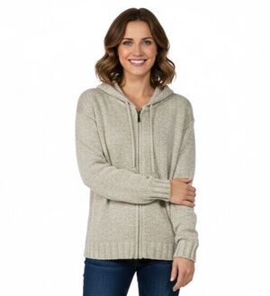 Columbia Sweater Womens Knit Full-Zip M Beige Warm Casual Vintage
